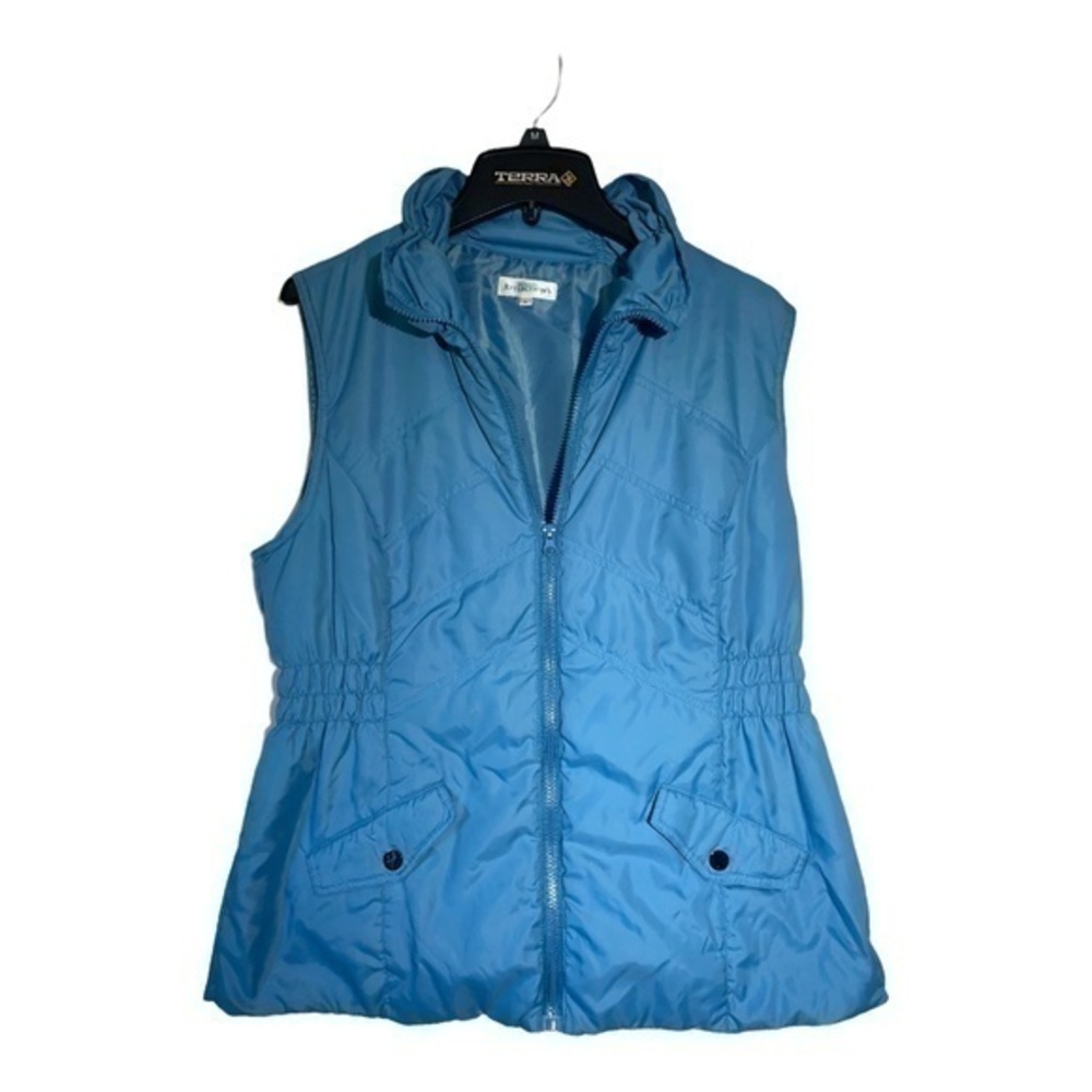 Northern Reflections Womens Blue Lightweight Puffer Vest Full Zip Cinch Waist Si